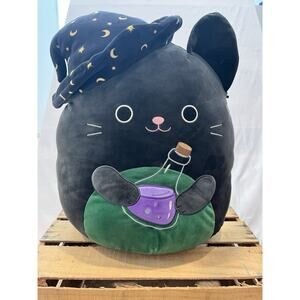 Squishmallow Black Cat Wizard Plush 16” Halloween Potion Hat Stuffed Animal